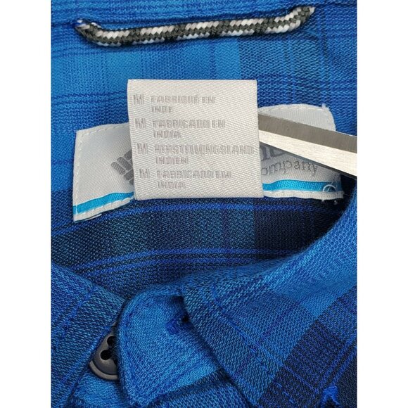 Columbia Sportswear Company Men's Med Blue Plaid Regular Fit Long Sleeve Shirt - Picture 10 of 11